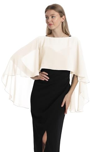 Hotshawl Capelets für Frauen Chiffon Cape Schals und Wraps für Abendkleid Hochzeit Umhänge Cover Up, Blass Champagner, Einheitsgröße