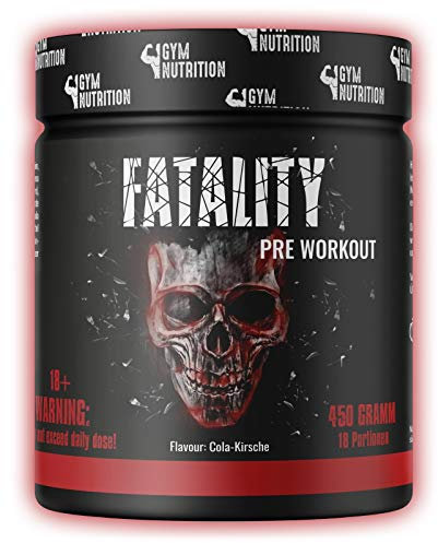 FATALITY - Ultra Hardcore Booster Pre Workout - Pulver - 2023 USA Matrix - Pre Workout Booster Gym - ATP + L-Arginin + Citrullin + Beta Alanin + Koffein 450g Cola Kirsche Geschmack - Fitness Booster