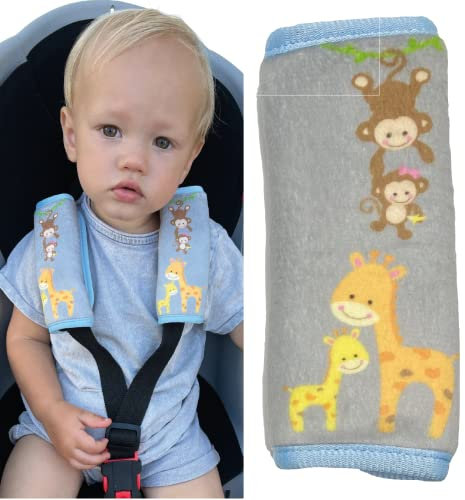 HECKBO 2x Protezioni Cintura Cuccioli con Mamma – Spallacci Imbottiti per Ovetto, Passeggino e Auto, Copricintura Morbido per Neonato, Accessori per Bambini Maschi e Femmine