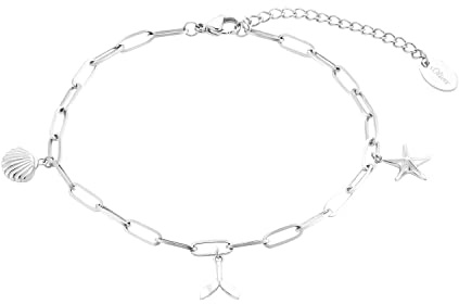 s.Oliver Fußkette 925 Sterling Silber/Edelstahl Damen, Sommerschmuck, Kommt in Schmuck Geschenk Box