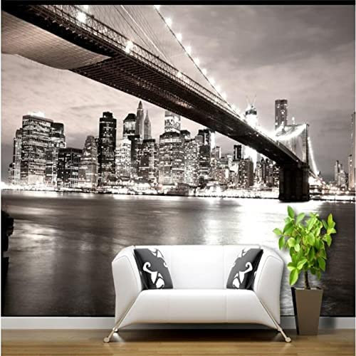3D Bâtiments De La Ville De Nuit En Noir Et Blanc Papiers Peints Grands Autocollants , Papiers Peints Amovibles | Papier Peint Autocollant 3D Pour Chambre D'Enfant, 400 (largeur) x 280 (hauteur) cm