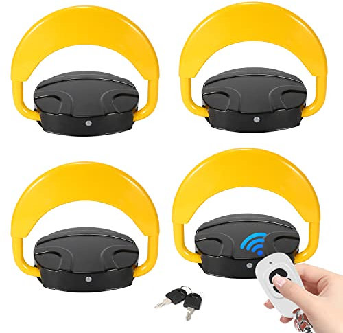 SWANEW 4xParkplatzsperre mit 8 Fernbedienung Klappbare Parkschranke Mit 8 Schlüsseln geliefert Parkpfosten IP67 Private Reichweite der Fernbedienung 20m Parkplatzsperre 180°Ferngesteuerter