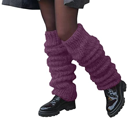 Kswlwccpp Stulpen Damen Schwarz: Warm Bequem Extra Weit Fell Beinwärmer Leg Warmers Weich Winter XXl Gestrickt Beinstulpe Stulpensocken Flauschig Lang Stulpen Kniestrümpfe