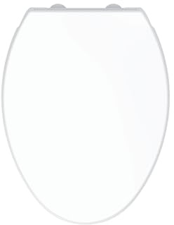 Gerber Soft-Close Elongated Toilet Seat with One-Button Quick-Release, Top-Mount Installation, Non-Slip Bumpers, and Cover, Heavy-Duty Plastic, White, GC550126