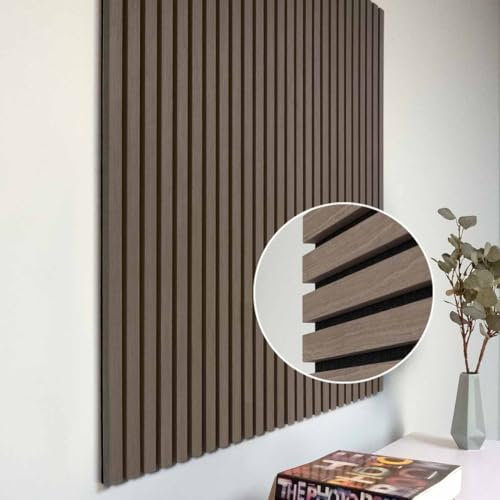 JELLE & JACOB Wandpaneele Akustikpaneele Holz Eiche Dunkel Furnier 104x52 cm, 2er Set 3D Wandpaneele Holz Wandverkleidung, Akustikpaneel Deko Wohnzimmer, Garderobe, Akustik Wand Paneele