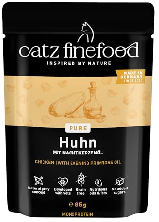catz finefood Purrrr N° 103 kyckling kattmat våt – gourmet våtfoder för din katt utan socker och spannmål, glutenfri och monoprotein med hög kötthalt (24 x 85 g påse)