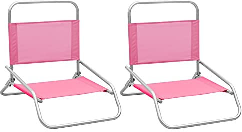 ShGaxin Klappbare Strandstühle 2 STK Campingstuhl, Floor Chair, Beach Chair, Sonnenstuhl, Strandsessel, Klappstuhl, Anglerstuhl, Rosa Stoff