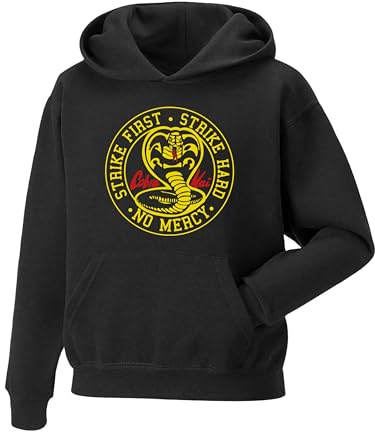 Cobra Hoodie Fighting Karate TV Show 80's Film STRIKE FIRST - STRIKE HARD Unisex Hoodie- Quality Printed Pullover Hooded Top for martial arts TV shows For Fans, Birthday Christmas Uk Men/Women/Kids