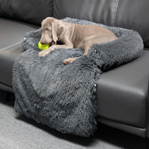 Mora Pets Hundebett Plüsch Sofaschutz Hund Hundedecke Sofa Couch Sofaschoner für Hunde wasserdicht & antirutsch Hundekissen für kleine Hunde, L 61 x B 87 x H10 cm (4-in-1)