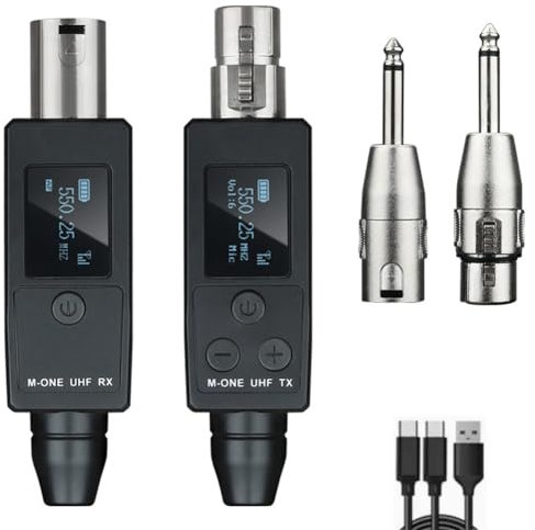 Uanratg Ricevitore Trasmettitore Convertitore Microfono Wireless UHF per Adattatore Wireless Ricevitore Chitarra Microfono Dinamico