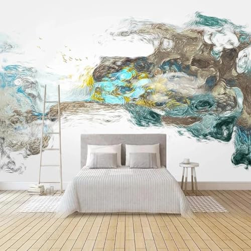 MIXUEXUNLU Papier peint photo mural abstrait en relief de marbre coloré, paysage d'oiseaux, papier peint photo pour restaurant, club, KTV, bar