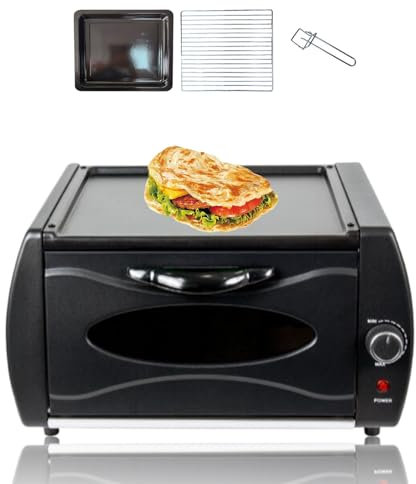 Tandoor Oven with Disk Clamp - 12L Mini Pizza Oven for Takeaway Kitchen Appliance and Temperature Control/Visual Glass/Hot Top Plate, Bread Maker for Naan, Chapati Roti, Lahmacun, Manakish
