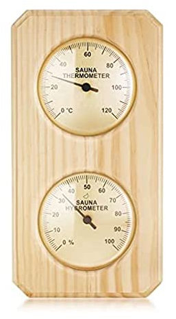 Mcclellanty Wooden Sauna Thermometer and Hygrometer 2 in 1 Temperature Humidity Measurement for the Family Hotel Sauna Room