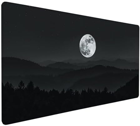 Gaming Mauspad XXL 900x300x3 mm Groß Mousepad Schwarz Schreibtischunterlage Mond Mouse Pad rutschfeste Gummibasis, Vernähte Kanten Design Wasserdicht Mouse Pad für PC Gaming Zubehör, Geschenk Z-860