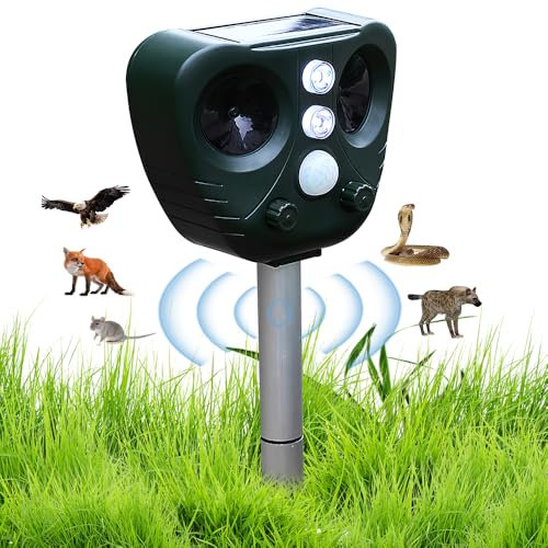 YANGUN Cat Repellent, Ultrasonic Cat Repellent, Cat Deterrent Animal Scarer with PIR Sensor & LED Flash Light 5 Modes USB Charging, Garden Cat Repellent for Garden Yard Squirrels Cats Rats Fox