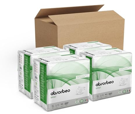 Absorbeo Pantalón Absorbente Maxi, Dispositivos Absorbentes para Incontinencia Grave, Protección Total, Sistema Antiodor, Transpirables, Unisex, Talla XL, 4 Paquetes de 15 (60 en total)