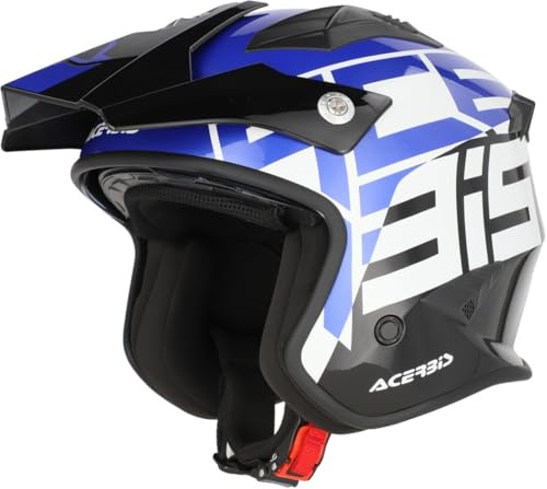 Acerbis Casco Jet Aria Graphic, Negro/Azul, Talla L