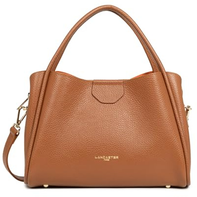 LANCASTER | Ida Double – Handtasche aus Rindsleder, genarbt, kamelfarben – Orange