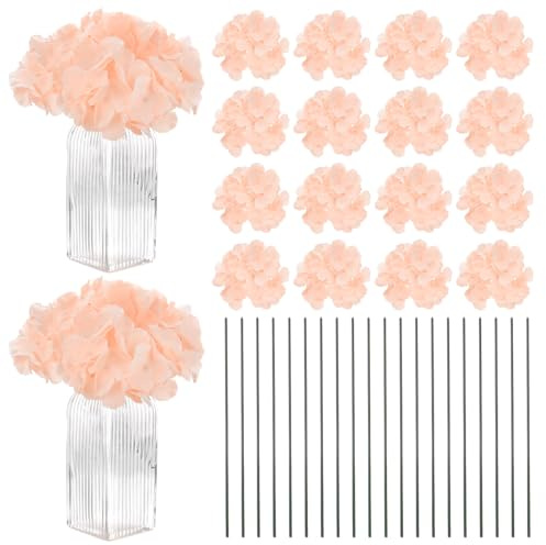 M METERXITY 20-Pack Fiori Di Ortensia In Seta, Fiori Artificiali Di Ortensia Completi Con 20 Steli Per Decorazione Della Casa/Matrimonio/Natale/Fai Da Te/Festa/Giardino [Rosa Nudo]