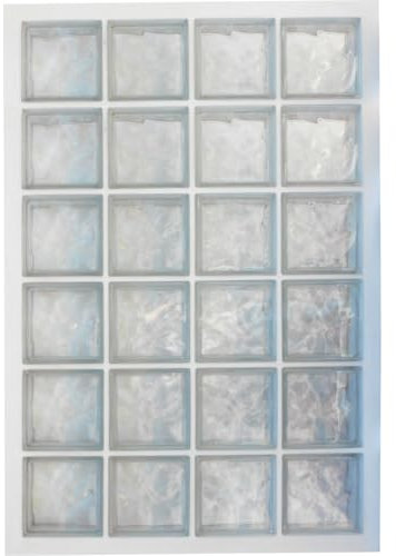 Panel prefabricado con cemento hidrófugado, uso vertical | N. 24 bloques de vidrio (4x6) mm 190x190x80 ondulado transparente | Dimensión 870X1270 mm | Unidad de venta: 1 panel