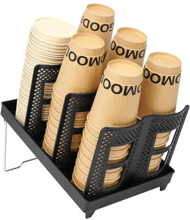 YTOPRO Cup Holde for Disposable Coffee Cups, Cup and Lid Holder Dispenser,Stacking Paper Cup Storage Rack for Coffee Station Organizer Bar Countertop Breakroom (Double Row)