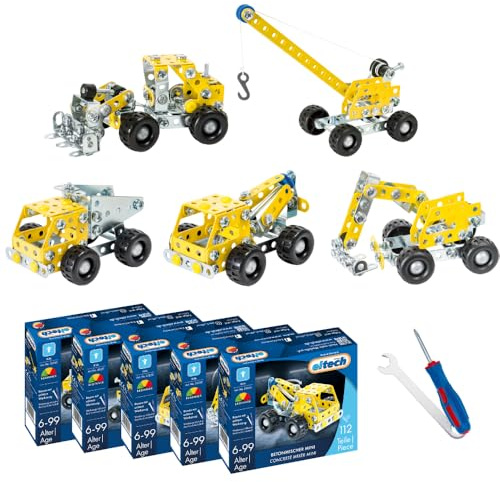 Eitech Metallbaukasten - Mini Baustellenfahrzeuge (5er Set)