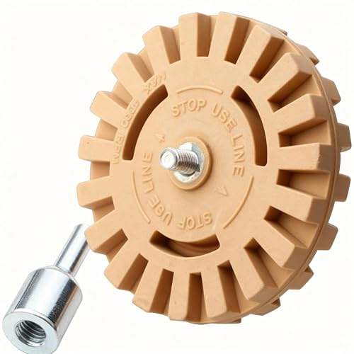 Aiyraa 4 Decal Eraser Wheel, Sticker Remover Wheel, Rubber Eraser for Power Drill, Toffee Wheel for Drill Removes Vinyl Stickers/Pinstripes/Adhesives from Cars, Boats, Caramel Wheel
