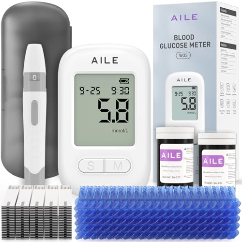 AILE Blood Sugar Monitor, Blood Glucose Test Kit for Diabetes, 50 Set