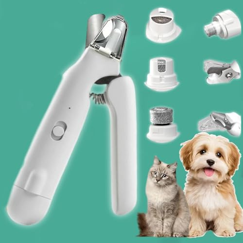 The Safetrim by Pupnourish, 2 in 1 Krallenschere Für Hunde Mit Licht, Fellpflege & krallenpflege für katzen, Krallenschneider,Verletzungsfreies Nagelschneiden, Geräuscharm, Eingebauter Schleifer (A)