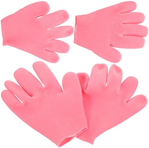 Alipis Guantes de Silicona Hidratantes para Manos Secas 2 Pares Color Rosa Guantes Nocturnos Loción para Mujer Ideales para Uso Durante la Noche y Cuidado Intensivo Piel