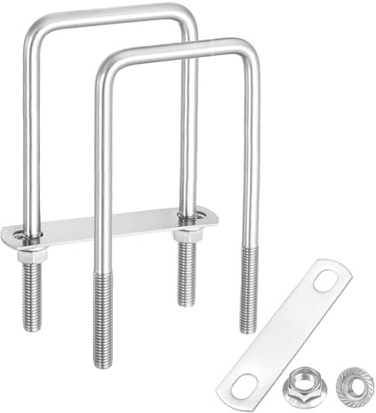 QUARKZMAN 2 Juegos De Pernos U Cuadrados Internos M10 Pernos U Con Tuercas | 2-3/4 Pulgadas De Ancho 5-7/8 Pulgadas De Longitud, 70mm Ancho X 150mm Largo, De Acero Inoxidable 304