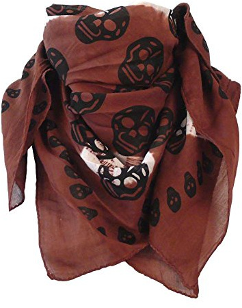 MB-Mueller Bandana Multifunktionstuch Kopftuch Braunes Batik Halstuch mit Totenköpfen