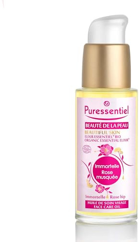 Puressentiel - Beauté de la peau - Huile de Soin Visage Elixir Essentiel - Bio - Immortelle et Rose Musquée - Actions jeunesse - Eclat, fermeté, élasticité, hydratation -30 ml