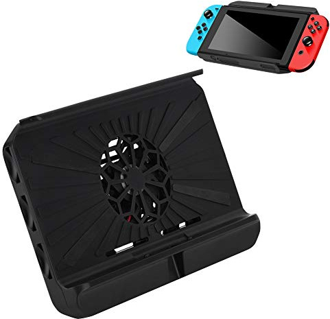 Eboxer Cooling Pad, Multi Functional Air Cooling Fans USB Powered Stand Holder for Nintendo Switch, Lightweight & Dual USB Charging, Black