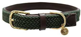 Kentucky - Hundehalsband - Geflochtene Nylon Hundeleine - Olivgrün - Größe M/L (58cm)
