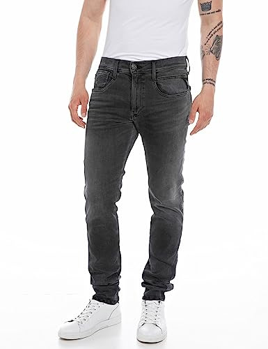 Replay Herren Jeans Anbass Slim-Fit mit Comfort Stretch, Dark Grey 097 (Grau), 31W / 36L