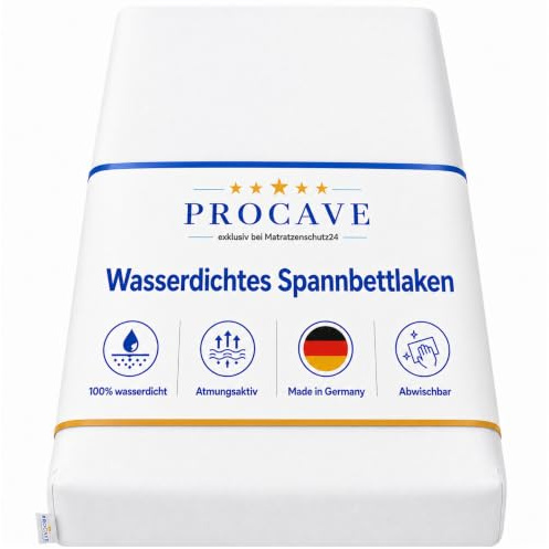 PROCAVE wasserdichtes Spannbettlaken in weiß, atmungsaktiv und abwischbar, pflegeleichter Matratzenschoner, Made in Germany, in 90x200 cm