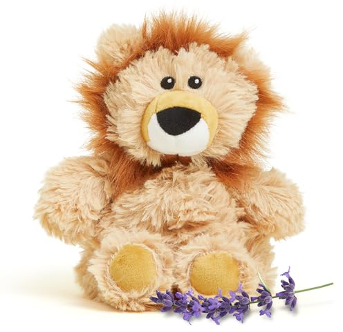 warmies Junior Microwavable & Weighted Stuffed Animals, Lion - Heated Stuffed Animal Plushie for Warmth & Comfort - Cute Soft Plush Toys for Adults & Children (Boys, Girls, Babies & Toddlers)