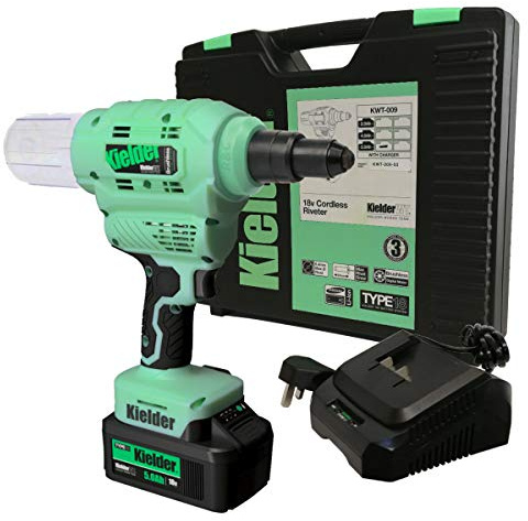 Kielder Cordless Riveter 18V Brushless Rivet Gun 1 x 5Ah Battery Charger & Case