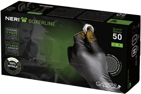 Neri Lot de 50 gants en nitrile sans poudre, résistants et professionnels, sans poudre, ultra-résistants, sans lattex (XXL-11)