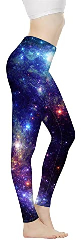 Biyejit Legging taille haute pour femme - Contrôle du ventre - Pantalon de yoga - Legging d'entraînement et de course à pied - Taille XS à 3XL, galaxy, L