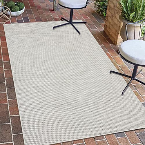 Teppich-Traum In- & Outdoor Teppich Sisal-Optik Uni Creme 80x200 cm | Pflegeleicht, wetterfest, UV-beständig, robust und langlebig, für Terrasse, Balkon, Garten, Wintergarten & Essbereich