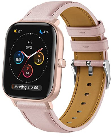 Kompatibel mit Amazfit GTS 4 Mini Armband, 20mm Quick Release Leder Armband für Amazfit Active/Active 2, Amazfit GTS, GTS 4, GTS 2 Mini, GTS 2, GTS 3, Amazfit Bip, Bip 3, Bip U, Bip U Pro, GTR Mini