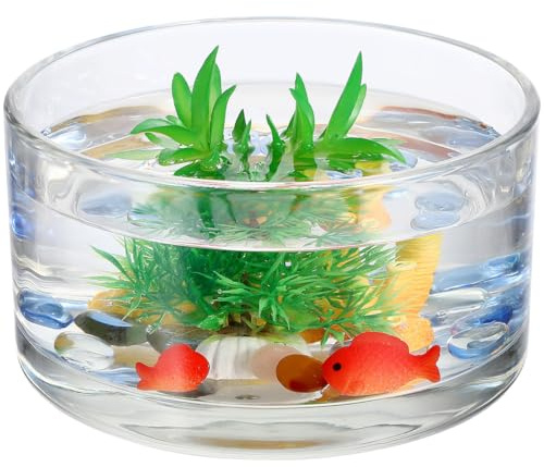 Milisten Clear Glass Flower Pot 6 Inch Round Hydroponic Planter Glass Terrarium for Home Decor Desktop Water Plants