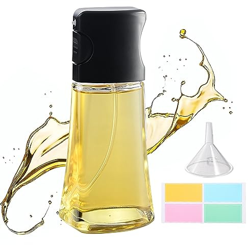Oil Sprayer,220ml Glass Olive Oil Spray Bottle for Cooking Air Fryer Oil Dispenser Oil Sprayer Mister with Sticker,Kitchen Gadgets Accessories for Salad Baking Vinegar Grilling