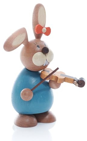 Konsthantverk Ullrich påskhare stående med fiol B x H 6 x 12 cm ny hare påskfigur påskdekoration