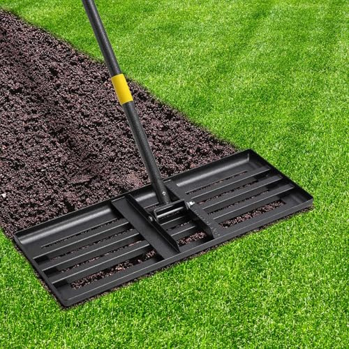 Feblomst Robuster Rasen-Nivellierer, 1,8 m, 76,2 x 25,4 cm, Nivellierwerkzeug mit runden Ecken, verstellbar, für Garten, Hof, Golfplatz, Gelb, Kunststoffgriff