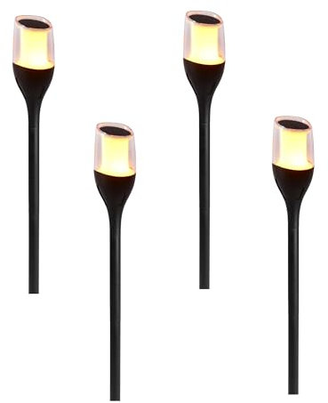 Lumisky Lot de 4 torches solaires effet flamme LED blanc chaud 4X FARELY H64,5cm