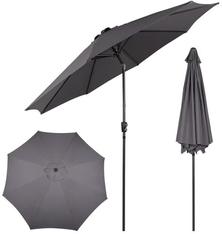 Fullwatt Sonnenschirm, Sonnenschirm Balkon, 300cm Marktschirm Gartenschirm Rund Sonnenschutz UV Schutz 50+ für Garten