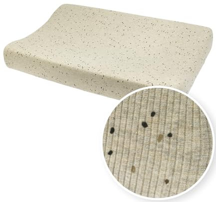 Meyco Baby Wickelauflagenbezug Rib - Mini spot Sand Melange - 50x70cm - Oeko-Tex Standard 100